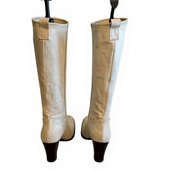 Elegant Cream Suede Knee-High Made in Italy Women's Boots - Picture 3 of 7